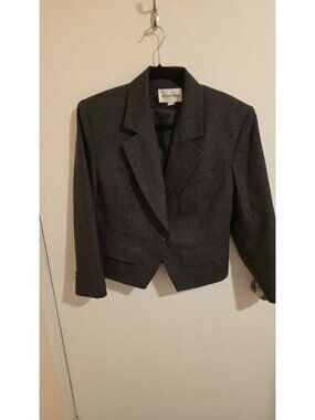 JH Collectibles Blazer Wool Womens Size 8 Medium 1 Button Gray Business VTG EUC